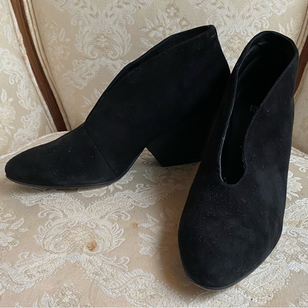 Eileen Fisher Black Suede Heeled Bootie